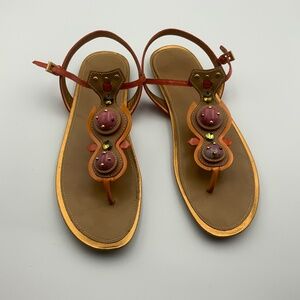 PRADA EMBELLISHED LEATHER SANDALS